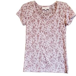 Ann Taylor Loft Lavender Floral Short Sleeve Layering Top XS